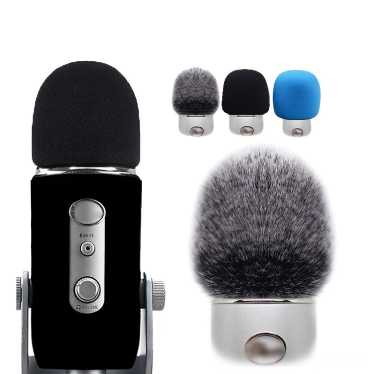 For Blue Yeti Pro Anti-Pop and Windproof Sponge/Fluffy Microphone Cover, Black Sponge, Black Hair, Gray Hair