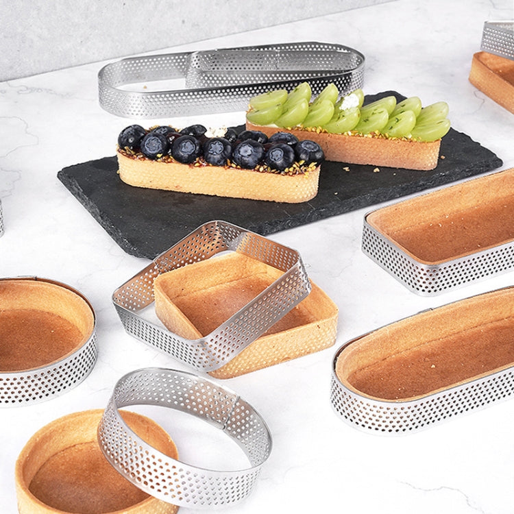 BN1006 Stainless Steel Mousse Circle Thickened Perforated Cake Mold DIY Baking Tools, Round(2.7 inches), Oval(4.7 inches), Round(3 inches), Oval(5.5 inches), Round(3.5 inches), Oval(7.2 inches), Rectangle(3.9 inches), Love(3.1 inches)������������������...