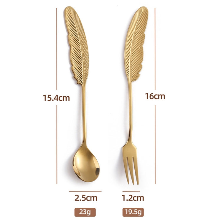 304 Stainless Steel Feather Spoon Fork Literary Tableware,Style:, 3pcs Spoon-True Color, 3pcs Fork-True Color, 3pcs Spoon-Titanium Gold, 3pcs Fork-Titanium Gold, 3pcs Spoon-Dazzle, 3pcs Fork-Dazzle, 2 In 1 True Color -Pink Box, 2 In 1 True Color- Blue ...