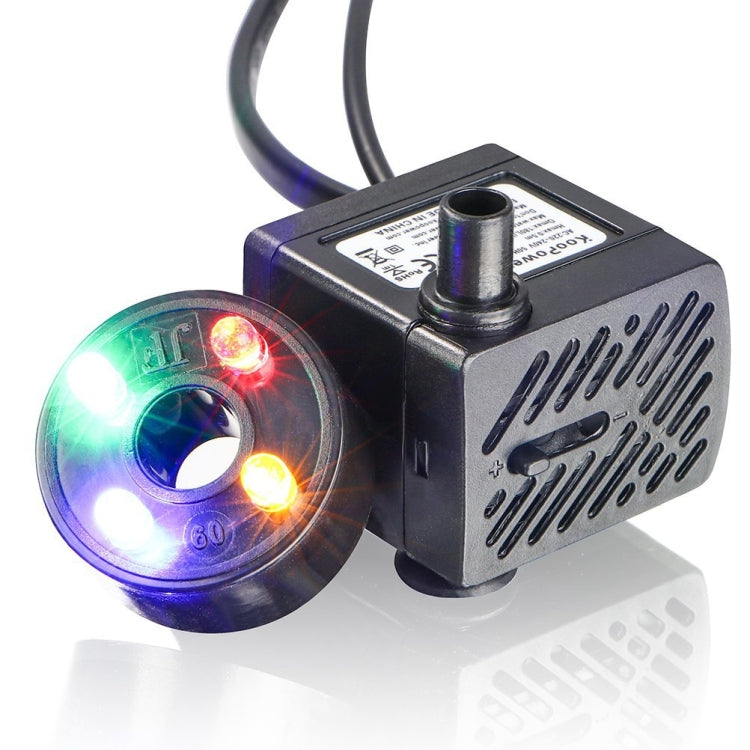 3W 4 Light Silent Aquarium Fish Tank Filtration Submersible Pump Fountain Water Pump, With Light