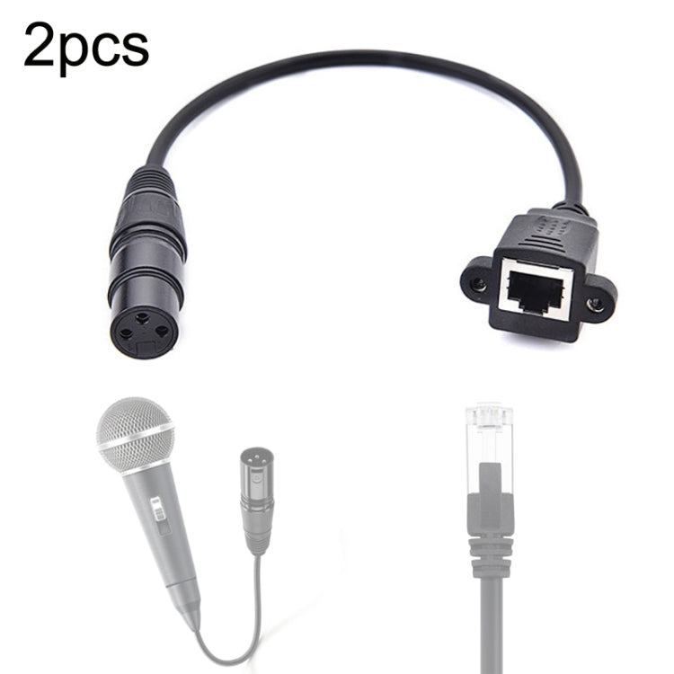 2pcs XLR 3 Pin Female To RJ45 Female Network Connector Adapter