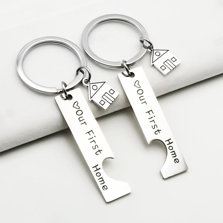 Stainless Steel Titanium Steel Keychain House Pendant