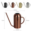 1500ML Household Gardening Stainless Steel Long Spout Heighten Watering Pot, Matt Black, Bronze, Ancient Gold, Steel Color