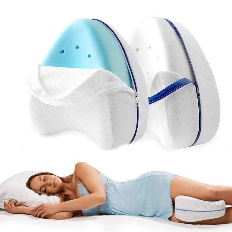 Body Memory Cotton Leg Pillow Sleeping Orthopedic Sciatica Back Hip Joint for Pain Relief, Heart White Inner, Heart Blue Inner