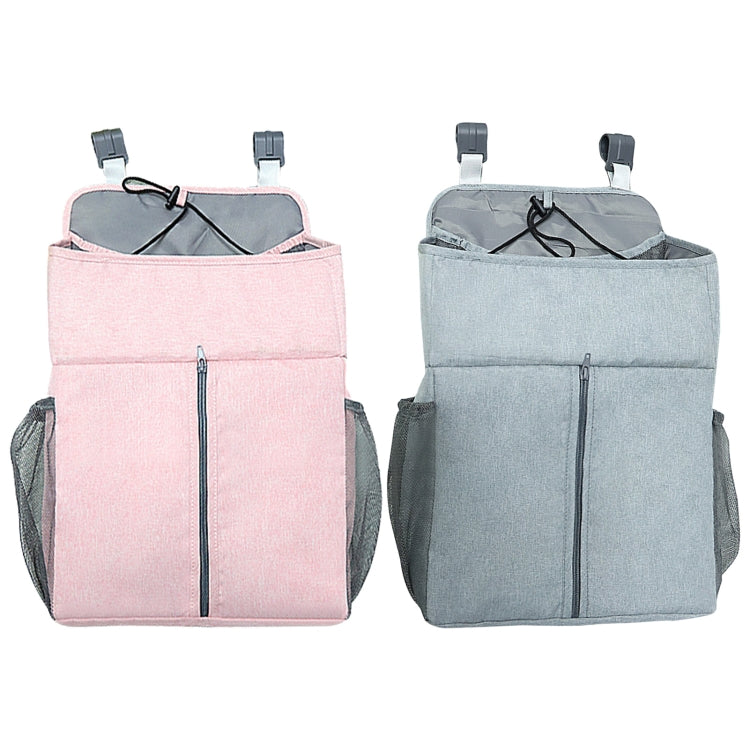 Baby Bed Organizer Newborn Crib Diaper Storage Hanging Bags Bedside Shelf Bag, Linen Gray, Linen Pink