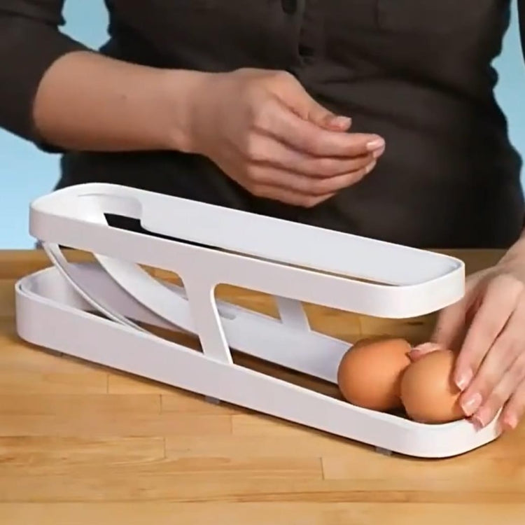 Automatic Eggs Storage Box Refrigerator Egg Dispenser Plastic Rolling Eggs Holder  Container, 2 Layers