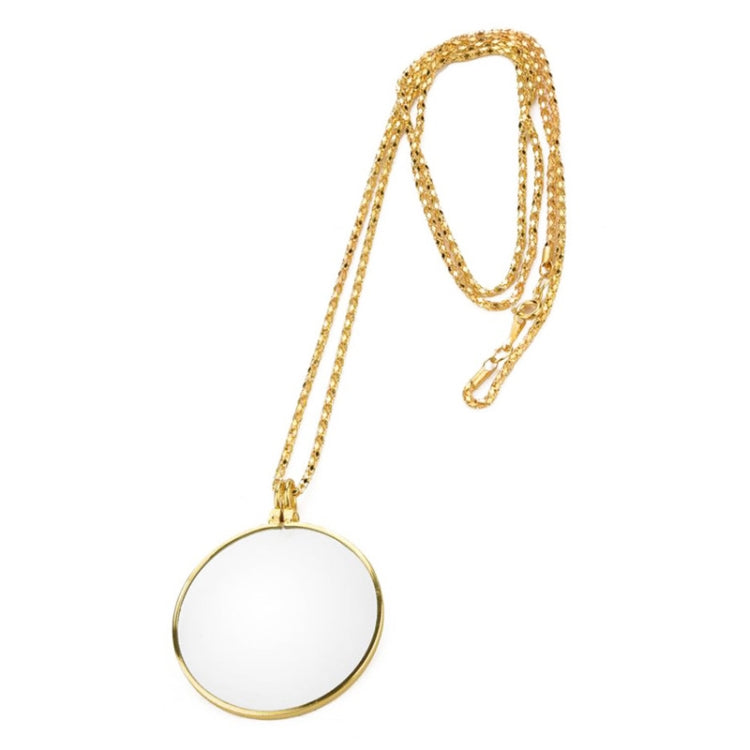 Metal Chain Round Expansion Mirror Glass Lens Necklace Magnifier