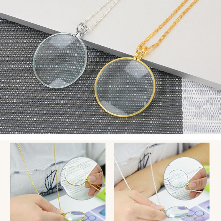 Metal Chain Round Expansion Mirror Glass Lens Necklace Magnifier, Round Necklace (Gold), Round Necklace (Silver)