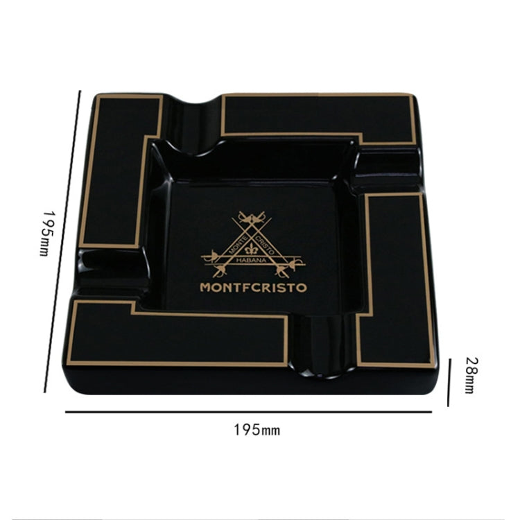 Four Slot Large-Diameter Smoke Groove Ceramic Cigar Ashtray, Four Slot Black