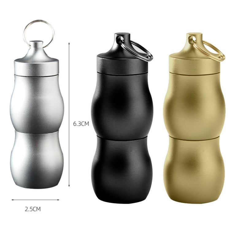 F25 Outdoor First Aid Pill Sealed Bottle Mini Waterproof Metal Medicine Jar Keychain, Pill Bottle Black, Pill Bottle Champagne