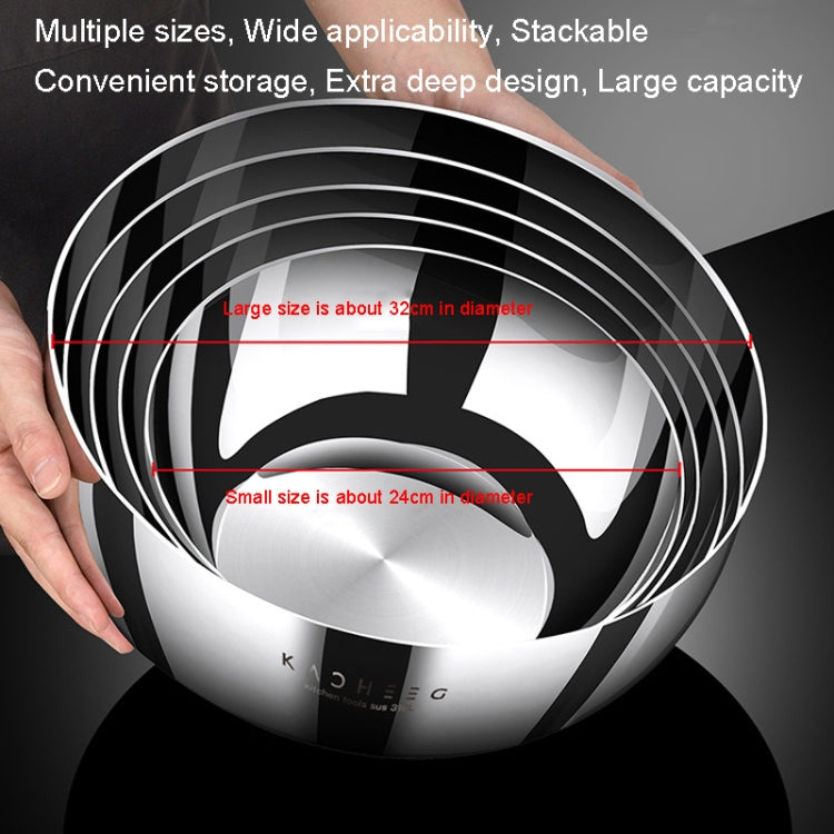 Kacheeg 316 Stainless Steel Basin Food Grade Thickened Kitchen Kneading Basin, Size:, 24cm, 26cm, 28cm, 30cm, 32cm