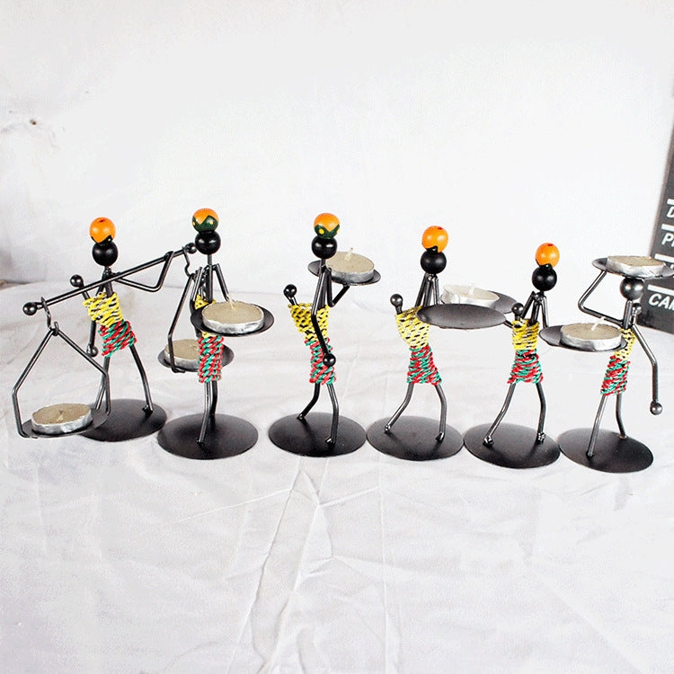 Retro Wrought Iron Man-shaped Candlestick Ornament Restaurant Table Decoration Props, 20, 21, 22, 23, 26, 27