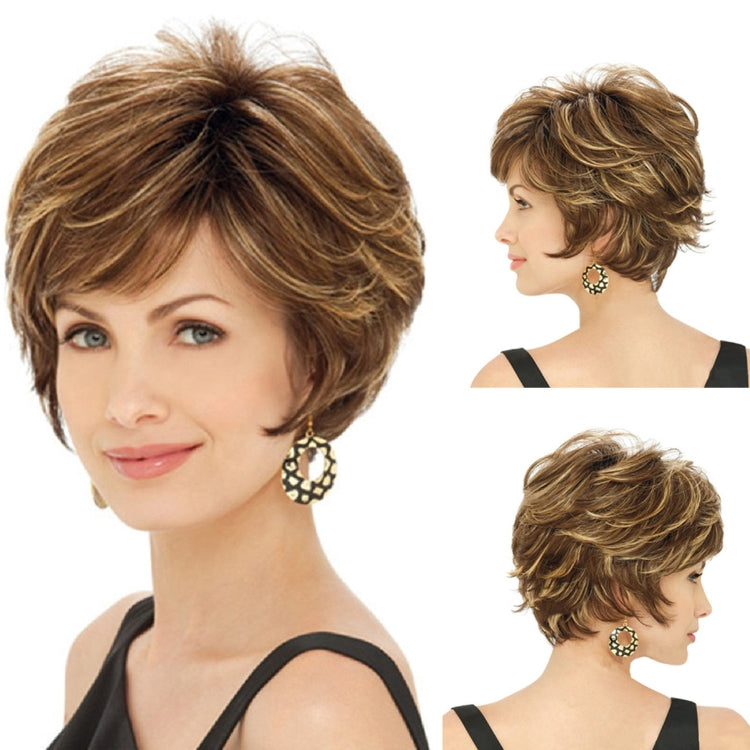 WIG-330 Ladies Fluffy Short Curved Head Set Chemical Fiber Wig, WIG-330
