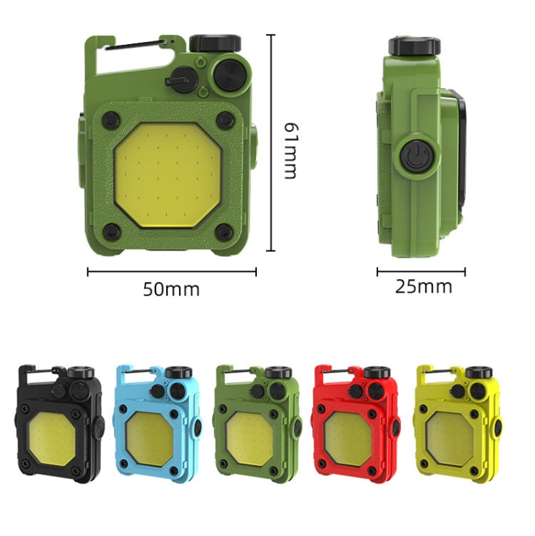 Mini Keychain COB Flashlight USB Rechargeable Magnetic Work Light For Outdoor Camping, Black, Yellow, Red