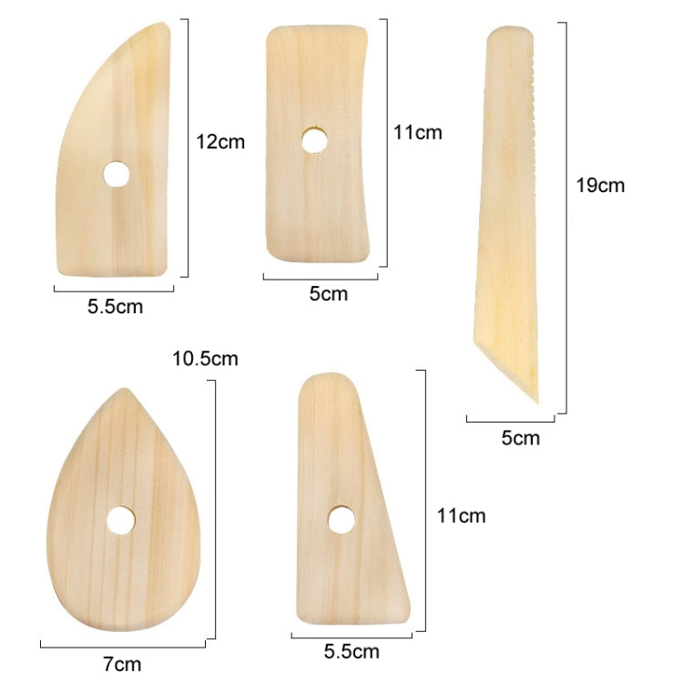 Wooden Skeleton Knife Pottery Scraper Handmade Tools, 5pcs/set