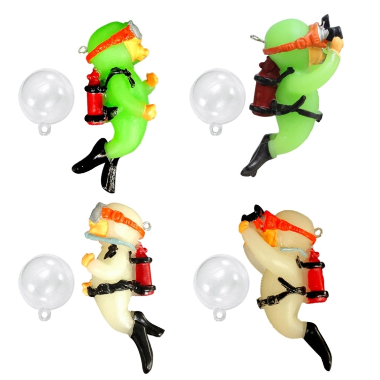 Diver Aquarium Pendant Fish Tank Aquascape Ornament Decoration, Fluorescent, Fluorescent Green, With Camera Fluorescent, With Camera Fluorescent Green