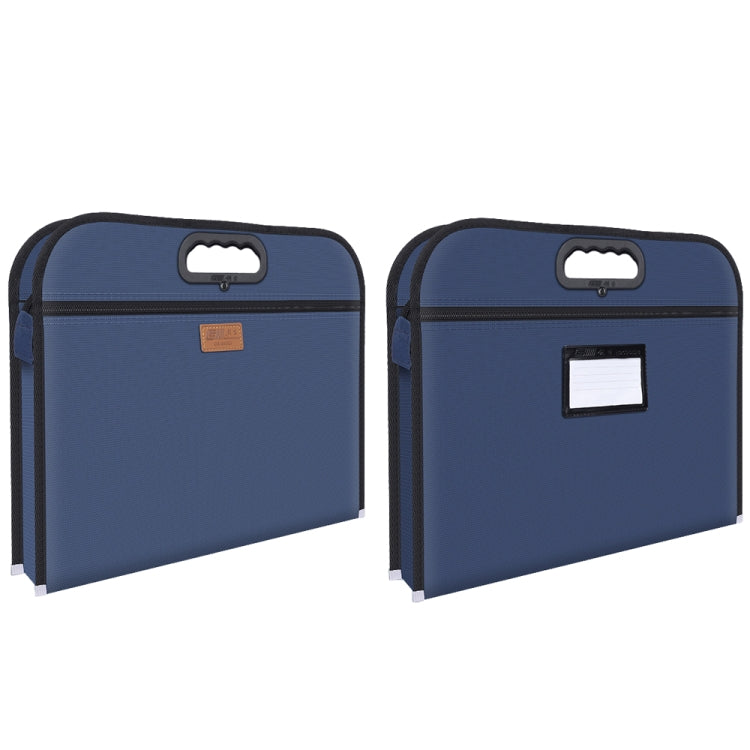 Multifunctional Business Portable Briefcase Large-capacity Oxford Cloth File Bag, with Card Bag, Blue