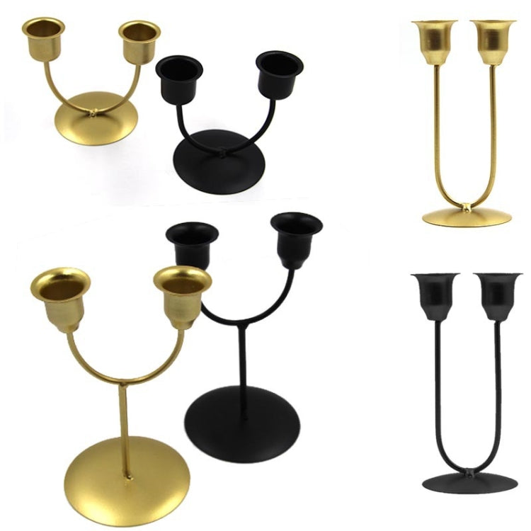 Y-shaped Gold U-shaped Iron Candle Holder Home Dinner Romantic Candle Holder Ornament, Small U Black, Small U Gold, Large U Black, Large U Gold, Y-shaped Black, Y-shaped Gold