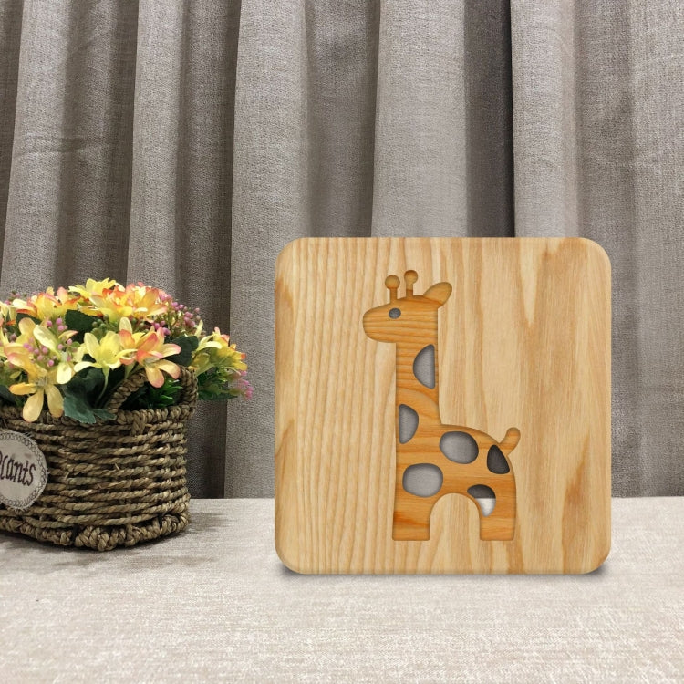 FS-T2330W  3D Wooden Carving Giraffe Table Lamp USB Night Light Crafts, Giraffe