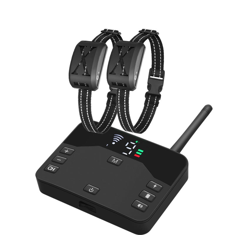 2-In-1 Electric Dog Fence & Remote Training Collar Adjustable Vibration & Shock For 2 Dogs(Black)