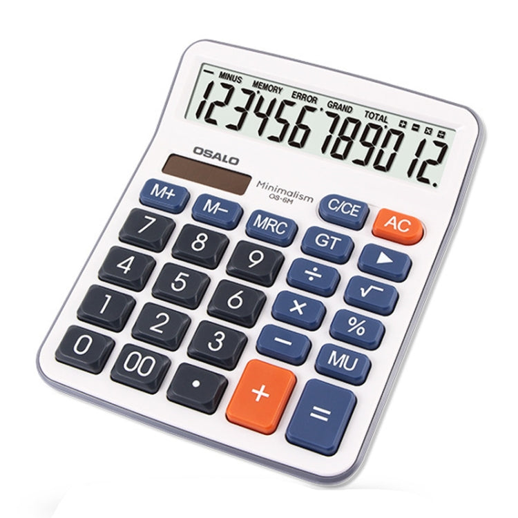 OSALO OS-6M 12-digit Office Desktop Calculator Solar Dual Power Calculator, OS-6M