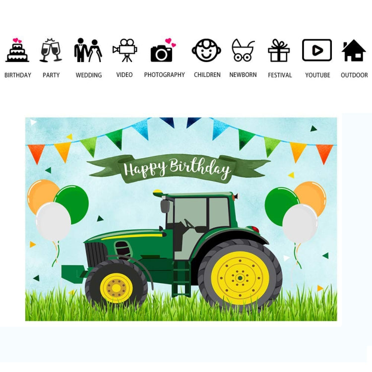 Tractor Theme Birthday Backdrop Boy Farm Happy Birthday Background Party Decorations, 150x100cm, 210x150cm, 180x180cm, 210x180cm