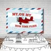 Cartoon Small Aircraft Children Birthday Background Cloth, 150x100cm, 210x150cm, 180x180cm, 210x180cm