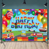 Train Fire Truck Party Background Cloth, 150x100cm, 180x110cm, 180x180cm, 210x150cm, 210x180cm