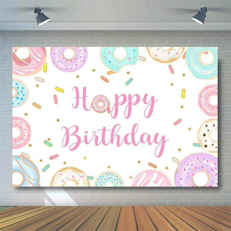 Donut Cartoon Children Birthday Background Cloth, 150x100cm, 180x180cm, 210x150cm, 210x180cm