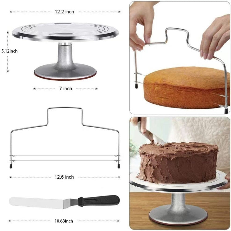 22 In 1  Aluminum Alloy Cake Turntable Piping Tip Set DIY Baking Tools, 22 In 1