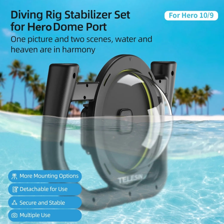 TELESIN  30M Waterproof Handheld Stabilizer Housing Case With Cold Shoe 1/4 Thread, With Diving Mask