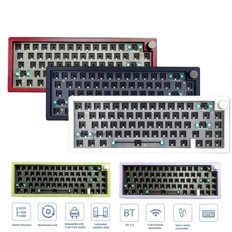67 Keys Three-mode Customized DIY With Knob Mechanical Keyboard Kit Supports Hot Plug RGB Backlight, White, Black, Claret, Purple, Green, Blue