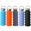 500ml Outdoor Sports Silicone Telescopic Cup Portable Foldable Travel Water Kettle, Blue Handle Lid, Orange Handle Lid, Gray Handle Lid, Purple Handle Lid, Black Handle Lid