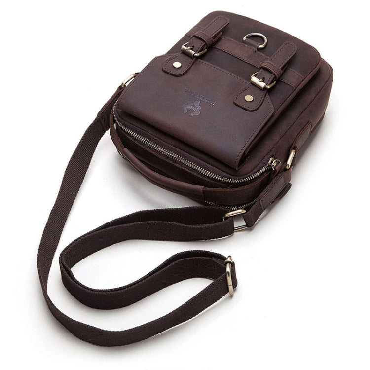HUMERPAUL Men Shoulder Bag Retro Leather Crossbody Bag, MH580 (Brown)
