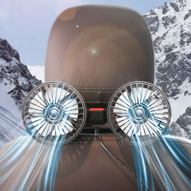 12V/24V Car Rear Seat Back USB Interface Powerful Double-headed Fan