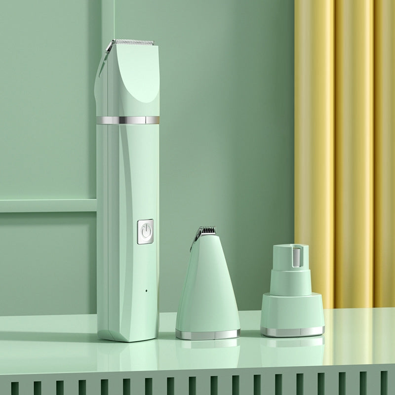 Pet Shaver Cat Dog Paw Hair Clipper Electric Fader, Color: 3 in 1 Green