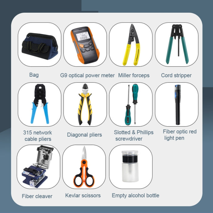 YH-G13 13-in-1 Fiber Optic Network Tool Kit Includes Optical Power Meter Pliers Cutter, Optical Power Meter Kit