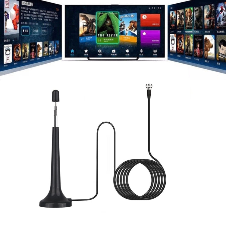 Extended Radio Antenna With Magnetic Base TV Adapting F-Connector FM