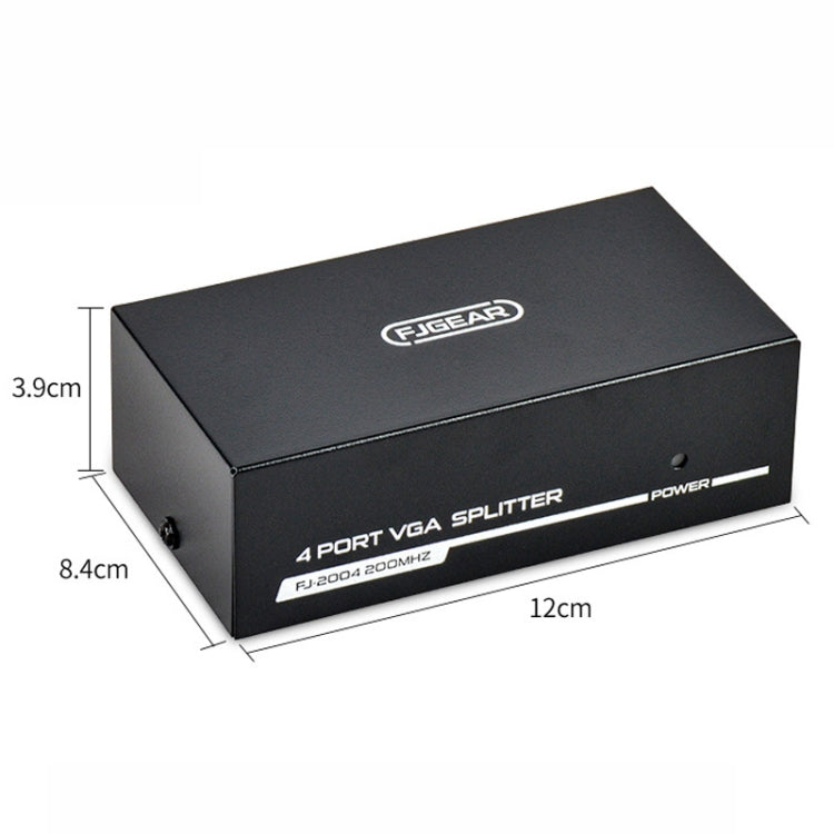 FJGEAR FJ-2004 VGA Splitter 1 In 4 Out Computer Vedio Output Splitter, EU Plug, FJ-2004 EU Plug