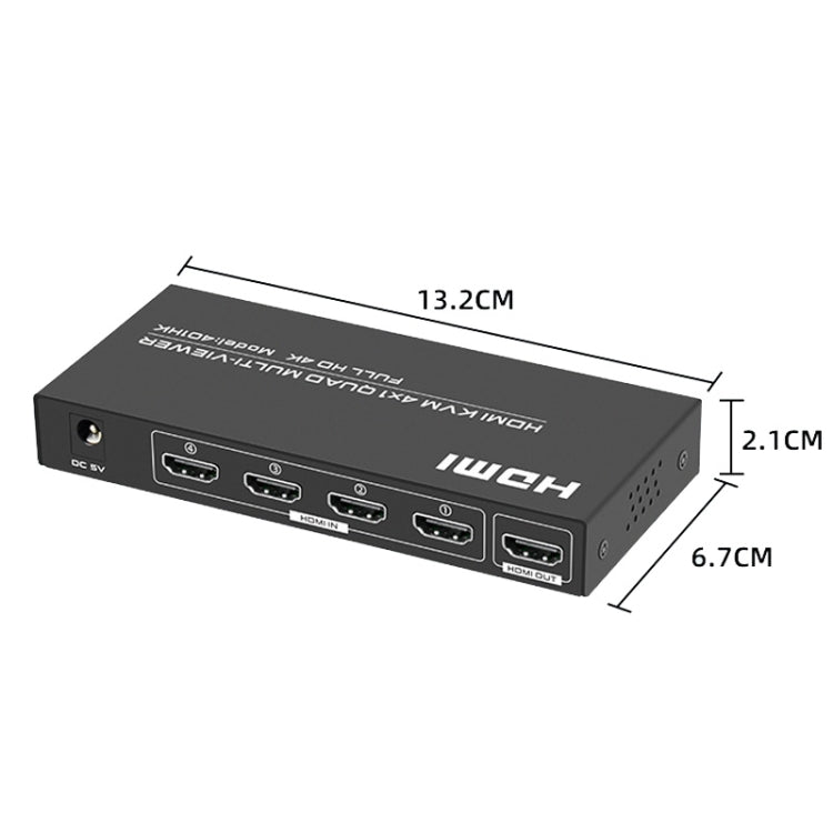 FJGEAR FJ-401HK 4 Ports HDMI KVM Video Splitter With IR Remote Controller, FJ-401HK
