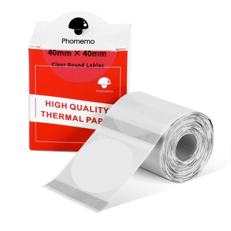 For Phomemo M110 / M200 180pcs /Roll 40x40mm Circular Transparent