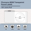For Phomemo M110 / M200 180pcs /Roll 40x40mm Circular Transparent Self-Adhesive Tag, 180pcs /Roll 40x40mm Circular Transparent