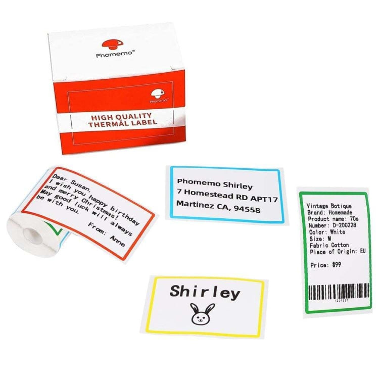 For Phomemo M110 / M200 100pcs /Roll 50x80mm Rainbow Frame White