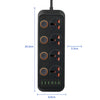 A05 2m 3000W 4 Plugs + 6-USB Ports Multifunctional Flame-Retardant Socket With Switch, UK Plug, US Plug