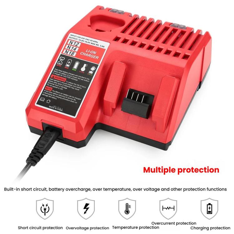 M12-18C For Milwaukee 18V Power Tools Battery Charger, EU, US