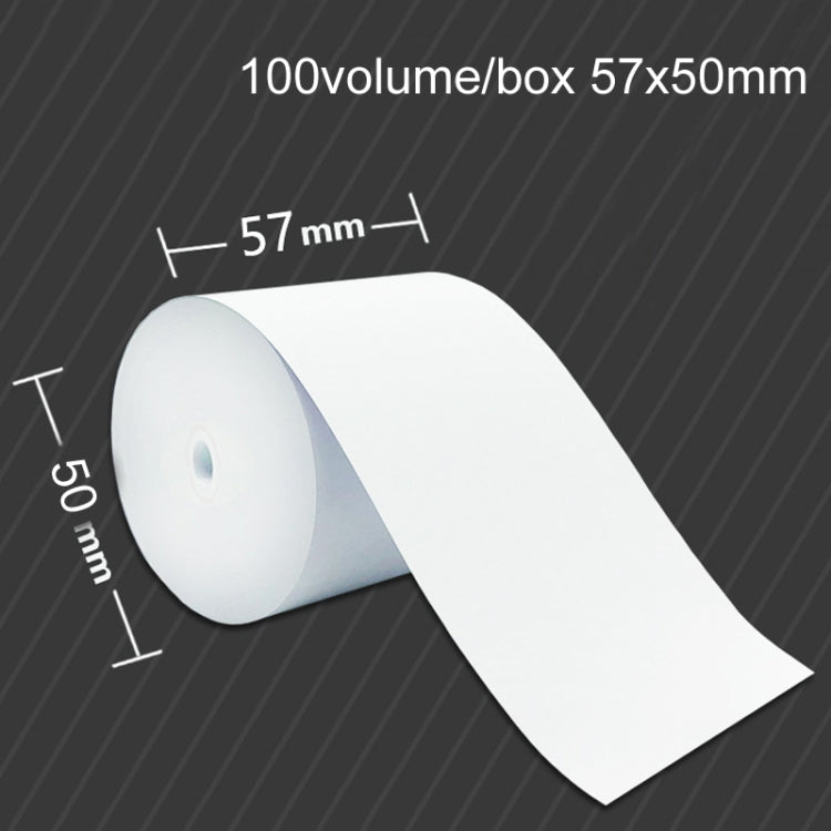 100volume/Box 57x50mm Thermal Paper Take-Out Kitchen Printing Receipt Paper