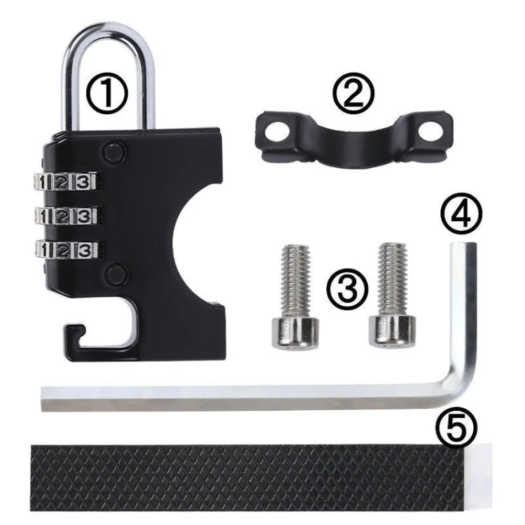 Motorcycle Helmet Anti-Theft Lock Fixed Helmet Combination Padlock, Black, Silver