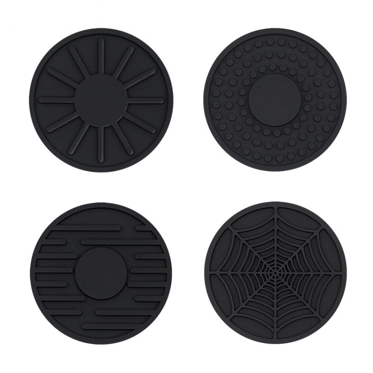 4pcs/set 6.8x0.3cm Car Anti-slip Silicone Water Coaster Storage