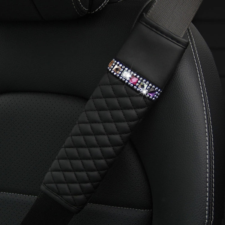 Car Leather Seat Belt Cover Shoulder Pads with Bling Diamonds