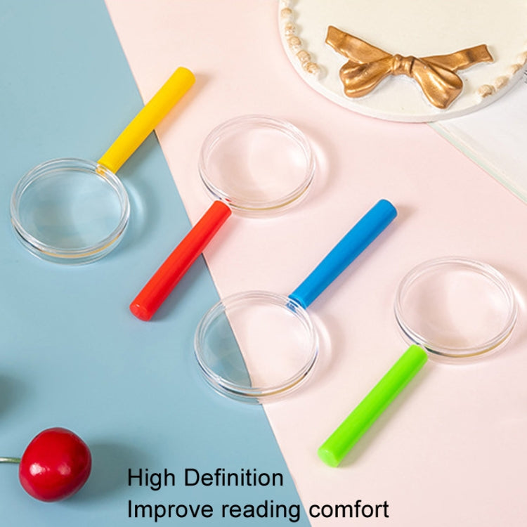4pcs 40mm 3X Plastic Acrylic Lens Children Teaching Magnifier Color Handle Magnifying Glass, Color Random Delivery, 40mm 3X